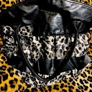 Black/ White Cheetah print handbag made by Bruno